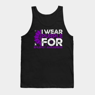 Epilepsy Awareness I Wear Purple for Epilepsy Sunflower Tank Top